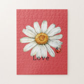 Chic Red White Daisy Flower Ladybug Legpuzzel (Verticaal)