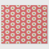 Chic Red White Daisy Flowers Birthday Cadeaupapier (Vlak)