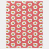 Chic Red White Daisy Flowers Birthday Fleece Deken (Voorkant)