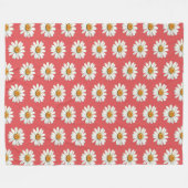 Chic Red White Daisy Flowers Birthday Fleece Deken (Voorkant (Horizontaal))