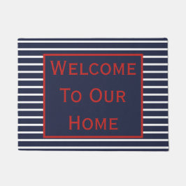 Chic Red White en Blue Welcome Doormat Deurmat