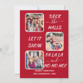 Chic Red White Fun Drie foto's Kerstvakantie Feestdagenkaart (Voorkant)