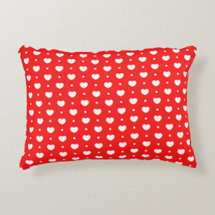 Chic Red White Hearts Pattern Accent Pillow Kussen