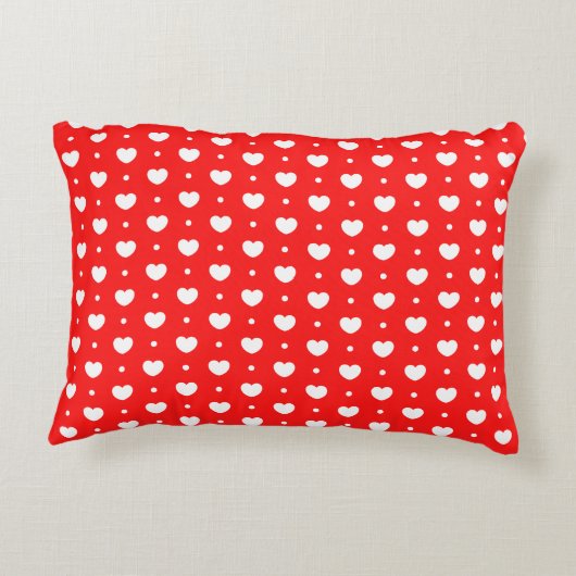 Chic Red White Hearts Pattern Accent Pillow Kussen (Achterkant)