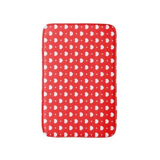 Chic Red White Hearts Pattern Girl Bath Mat (Voorkant Verticaal)