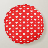 Chic Red White Hearts Pattern Girl Round Pillow Rond Kussen (Achterkant)