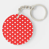 Chic Red White Hearts Pattern Girl Sleutelhanger (Achterkant)