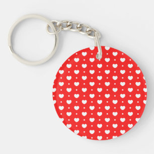 Chic Red White Hearts Pattern Girl Sleutelhanger