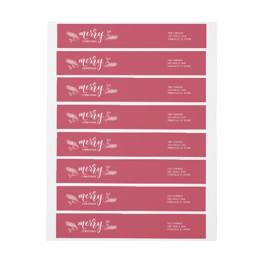 Chic Red & White Holly and Pine Merry Kerstmis (Vel)