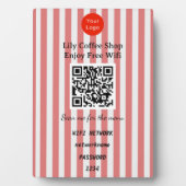 Chic Red & White Stripes QR Code Wifi Fotoplaat (voorkant)