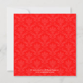 Chic Red Wine Damask Bridal Shower Invitation Kaart (Achterkant)