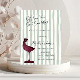 Chic Red Wine Glass Green Striped  Kaart