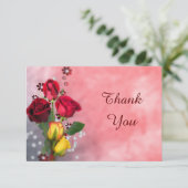 Chic Red & Yellow Roses Bedankt (Staand voorkant)