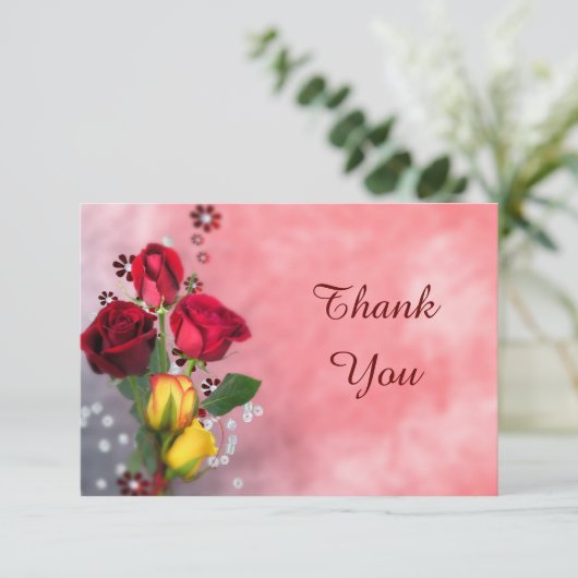 Chic Red & Yellow Roses Bedankt (Staand voorkant)