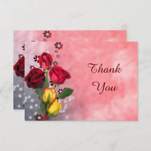 Chic Red & Yellow Roses Bedankt (Voorkant / Achterkant)