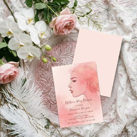 Chic Refined Artistic Peach Mother Silhouette Kaart