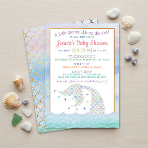 Chic Regenboog Aquarel Zeemeermin Baby Shower Kaart