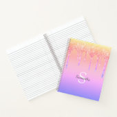 Chic Regenboog Glitter Druppels Glans Monogram Naa Notitieboek (Binnen)