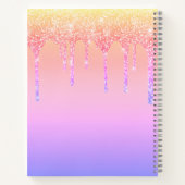 Chic Regenboog Glitter Druppels Glans Monogram Naa Notitieboek (Achterkant)