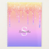 Chic Regenboog Glitter Druppels Glans Monogram Naa Planner (Voorkant)
