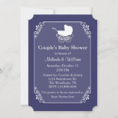Chic Regency Blue en White Couple's Baby shower Kaart (Voorkant)