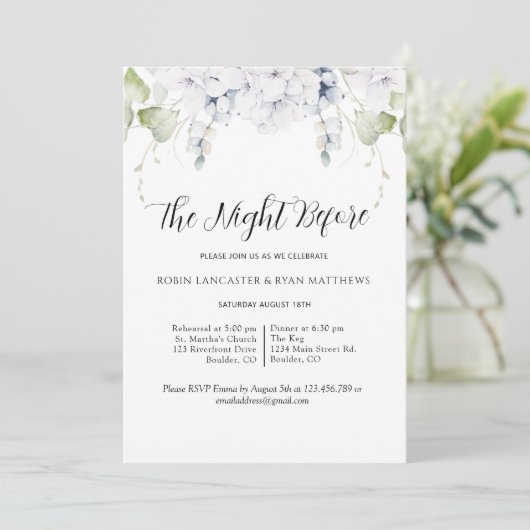 Chic Rehearsal Dinner Naight before Greeneral Flor Kaart (Staand voorkant)