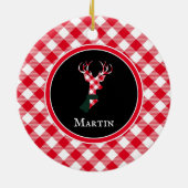 Chic Reindeer Red & White gepersonaliseerd Keramisch Ornament (Achterkant)