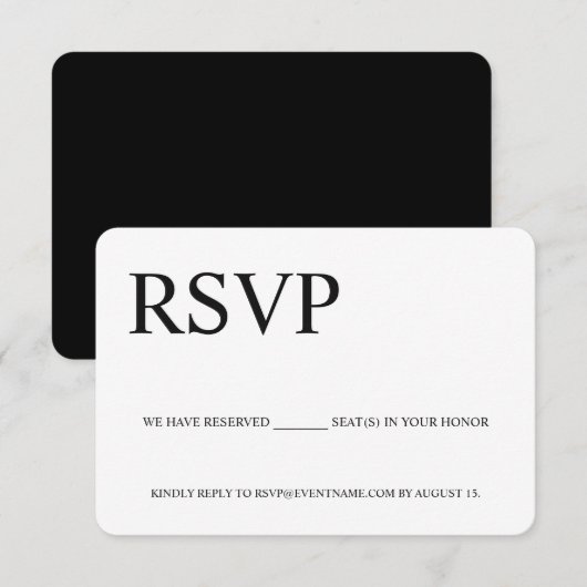 Chic Reserved Seats Company Event Digital Response RSVP Kaartje (Voorkant / Achterkant)
