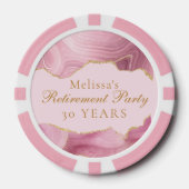 Chic Retirement Party Pink Gold Agate Custom Poker Chips (Voorkant)