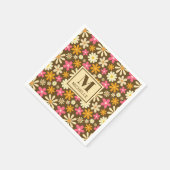 Chic Retro 70er jaren Groovy Hippie Bloem Monogram Servet (Hoek)