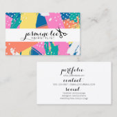 chic retro 80s haarstylist kleurrijke haarstylist visitekaartje (Voorkant / Achterkant)