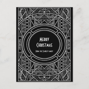 Chic retro art deco Merry kerst Briefkaart