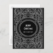 Chic retro art deco Merry kerst Briefkaart (Voorkant / Achterkant)