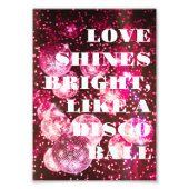 Chic Retro Bold Disco Bal Roze Muurkunst Foto Afdruk (Voorkant)