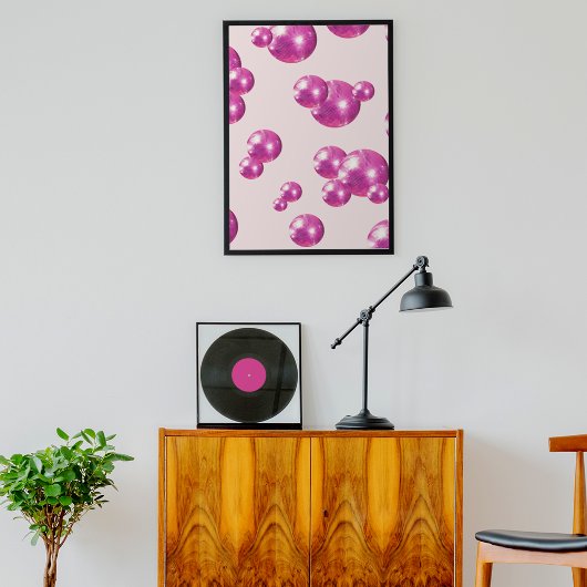 Chic Retro Bold Disco Ballen Roze Poster