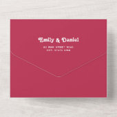 Chic Retro Bold Hot Roze Monogram QR Code Huwelijk All In One Uitnodiging (Achterkant)