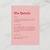 Chic Retro Bright Hot Pink & Blush Wedding Details Informatiekaartje (Voorkant)