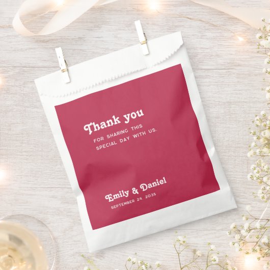 Chic Retro Bright Hot Pink Wedding Dank u Bedankzakje (Geknipt)