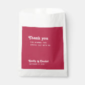 Chic Retro Bright Hot Pink Wedding Dank u Bedankzakje (Voorkant)