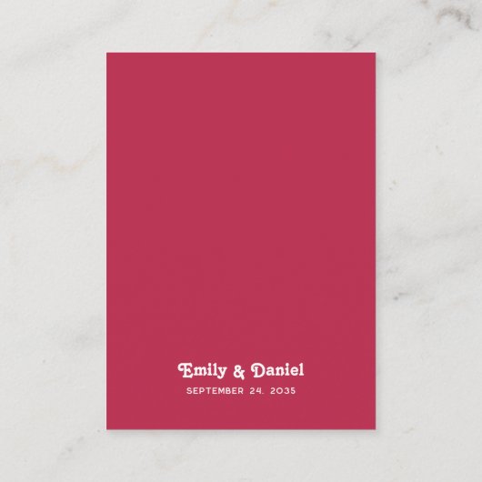 Chic Retro Bright Hot Pink Wedding Dank u Plaatskaartje (Achterkant)