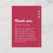 Chic Retro Bright Hot Pink Wedding Dank u Plaatskaartje (Voorkant)