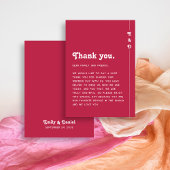 Chic Retro Bright Hot Pink Wedding Dank u Plaatskaartje