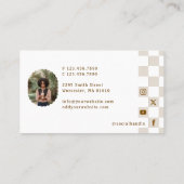 Chic Retro Checkered Pattern Content Creator Photo Visitekaartje (Achterkant)