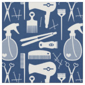 Chic Retro Deep Blue & White Hair Salon Tools Stof (Close Up)