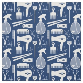 Chic Retro Deep Blue & White Hair Salon Tools Stof