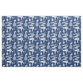 Chic Retro Deep Blue & White Hair Salon Tools Stof (Fat Quarter)