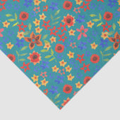 Chic Retro Ditsy Floral over Blauwgroen weefselpap Tissuepapier (Detail)
