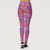 Chic Retro Floral Granny Print op Magenta Leggings (Achterkant)