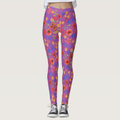 Chic Retro Floral Granny Print op Magenta Leggings (Voorkant)