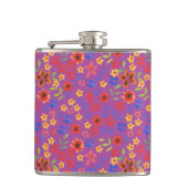 Chic Retro Floral mini-print op magenta Hip-fles Heupfles (Voorkant)